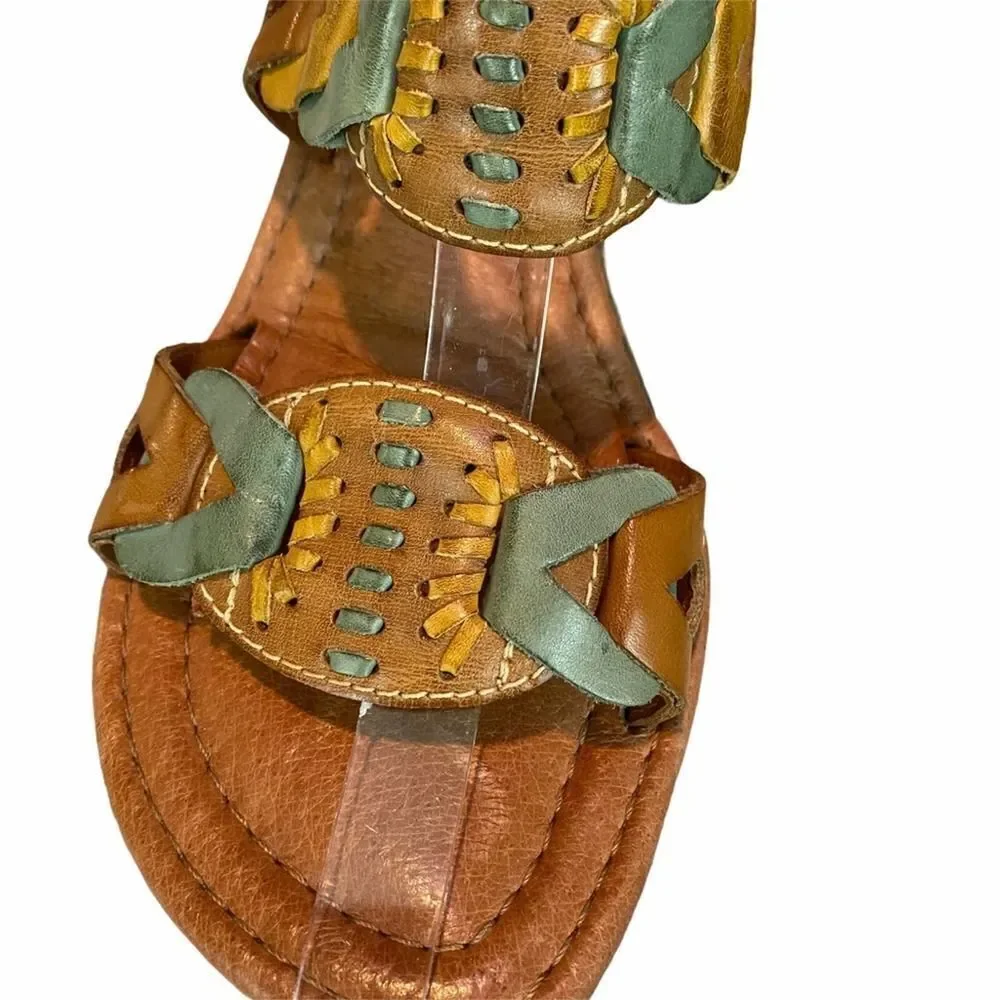 Nurture Boho leather multi color sandal open wedge